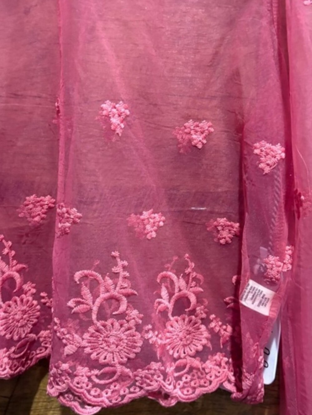 Sheer Embroidered Mesh Blouse in Dusty Rose - Picture 3 of 9